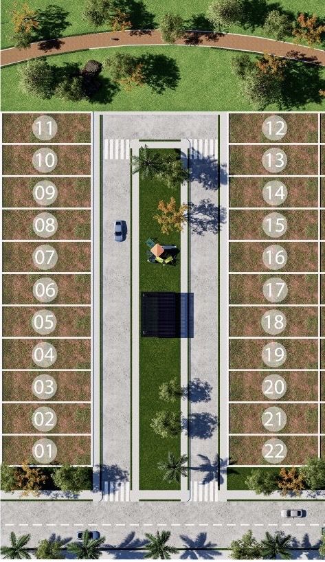 Plano de un rancho con 22 fracciones numeradas